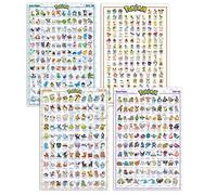 Juego de 4 pósteres de Pokemon (61 x 91,5 cm) Regiones: Kanto, Johto, Hoenn y Sinnoh