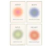 Juego de 4 pósteres decorativos de Aura Premium, A4, estilo moderno de ángel, con número de ángel, Y2K estética, decoración de sala de estar, yoga, para colgar en la pared, póster de pared de 21 x 30