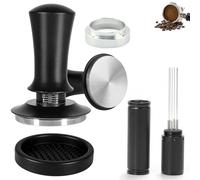 Juego de 4 prensadores de café de 51 mm, regulador de presión, base de acero inoxidable de 51 mm, herramienta WDT con 6 agujas, acero inoxidable