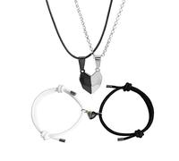 Juego de 4 pulseras para parejas, collares a juego, cadena de muñeca para mujeres y hombres, joyería con colgante de San Valentín, para él, su mejor amigo, pulseras de amistad para parejas, talla