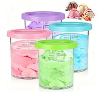 Juego de 4 recipientes de helado de repuesto para Ninja CREAMi Deluxe NC501EU NC502EU Series, 680ML Accesorios para Ninja Ice Creami, sin BPA y Lavavajillas