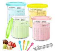 Juego de 4 recipientes Ninja Creami Deluxe, 800 ml, para la serie NC500 NC501, con tapas, con cuchara de aluminio y 4 cucharas, sin BPA, apto para lavavajillas, reutilizables