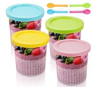 Juego de 4 recipientes para ninja Creami Deluxe Pints, contenedores de pinta compatibles con NC501, serie NC500, 680 ml, sin BPA, apto para lavavajillas