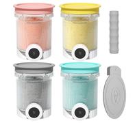 Juego de 4 recipientes para Ninja CREAMi Swirl, 480 ml, para máquina de hielo Ninja Serie NC700 y NC701EU, con cubierta antipolvo y mango antideslizante, sin BPA y apto para lavavajillas