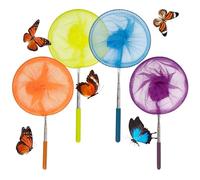 Juego de 4 redes telescópicas de pesca para insectos, mango retráctil, ligero, fácil de transportar y usar, ideal para explorar, atrapar mariposas, libélulas, mariquitas, tamaño pequeño F