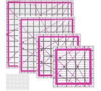 Juego de 4 reglas de costura de acrílico transparente, plantillas de patchwork para corte de tela, costura, medición, guías cuadradas profesionales