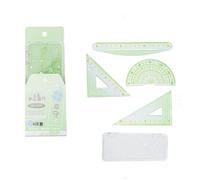 Juego de 4 reglas de dibujo de geometría escolar, incluye regla recta, transportador cuadrado, suministros escolares para estudiantes, reglas seguras