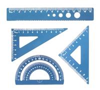 Juego de 4 reglas de metal de 15 cm, escuadra de aleación de aluminio, transportador, triángulo, arquitecto, matemáticas, geometría, herramienta, escala para estudiantes, profesores, arquitectos