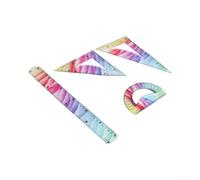 Juego de 4 reglas flexibles, herramientas matemáticas de plástico inastillables con transportador, reglas triangulares para escuela secundaria, universidad, 30 cm (20 cm)