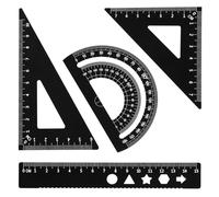 Juego de 4 reglas triangulares de metal, juego de reglas geométricas de aleación de aluminio, kit de reglas de dibujo matemáticas, reglas triangulares de aluminio, transportador geométrico para