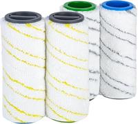 Juego de 4 rodillos de repuesto para Kärcher FC3 FC3D FC5 FC7 cepillo de aspiradora, juego de rodillos de microfibra para limpiador de suelos eléctrico, reemplazo de tambor, lavable, alta absorción de