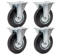 Juego de 4 ruedas fijas 160 mm goma maciza llantas metálicas placa de montaje máx. 130 kg/rueda