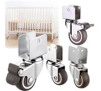 Juego de 4 Ruedas Giratoria para Muebles en Forma de U,Ruedas Pivotantes De Silencio para Carritos/Cunas/Soportes para Flores,con 2 Frenos (22mm)