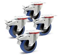 Juego de 4 ruedas giratorias 160 mm ruedas de plástico con freno placa de montaje máx. 300 kg/rueda