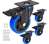 Juego de 4 ruedas giratorias de 4"" resistentes con freno de seguridad y doble bloqueo. Ruedas silenciosas con espuma de poliuretano. Capacidad de