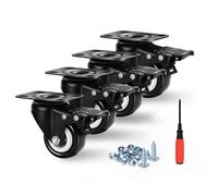 Juego de 4 ruedas giratorias Moogiitools de 2 pulgadas con placa de rodamiento bloqueable y frenos, ruedas giratorias de 360 grados