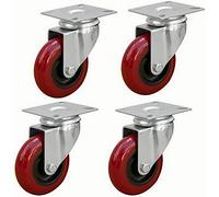 Juego de 4 ruedas giratorias POWERTEC de 3 pulgadas con cargas de 640 lb, ruedas de placa resistentes, ruedas de PU para carrito de muebles