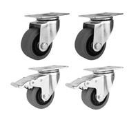 Juego de 4 ruedas giratorias resistentes con freno, ruedas móviles duraderas de carga pesada para un fácil transporte de objetos pesados. Ideal para carros y carritos