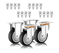 Juego de 4 Ruedas giratorias Resistentes de 3, 4 y 5 Pulgadas, silenciosas, de Caucho termoplástico, con Frenos de Doble Bloqueo, para carritos y Muebles (fijas y giratorias de 100 mm/4 pulg
