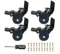 Juego de 4 ruedas para muebles con freno, resistentes ruedas de 32 mm, en forma de L para muebles, capacidad de carga de 20 kg por rueda, sin marcas ni silencio, ruedas giratorias de TPR, ruedas para