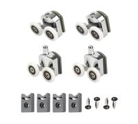 Juego de 4 ruedas para puerta de ducha, ruedas de cristal para puerta de ducha, ruedas ajustables en altura, ruedas dobles superiores y dobles inferiores, aptas para todo tipo de baños (25 mm)