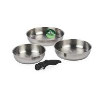 Juego de 4 sartenes Russell Hobbs - 20/24/28 cm Acero inoxidable, mango desmontable, apilable, libre de PFAS/PFOA, apto para horno hasta 200 ºC