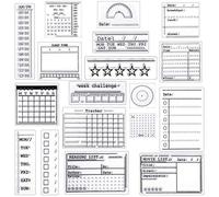 Juego de 4 sellos de silicona transparente para calendario, calendario, semanas, fechas, meses, organizadores, tareas, ideas, sellos para tarjetas, manualidades, decoración, álbumes de recortes, suministros de 18 piezas