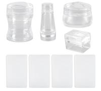 Juego de 4 sellos de silicona transparente para uñas francesas, incluye raspadores para Saolon, diseños de uñas fáciles y divertidos, creador de patrones de arte de uñas