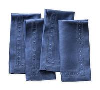 Juego de 4 servilletas de lino 100 % puro, color azul marino, con puntos bordados, 45,7 x 45,7 cm, servilletas de tela con vainica, lavables para otoño, Acción de Gracias, Navidad y vacaciones de