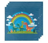 Juego de 4 servilletas de tela con diseño de dinosaurios de dibujos animados, 50 x 50 cm, servilletas reutilizables suaves y cómodas para fiestas y bodas