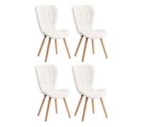 CLP Set De 4 Sillas Elda De Comedor En Polipiel I Butacas Modernas Sin Reposabrazos & Base De Madera I Juego De 4 Sillas, Color:Blanco