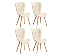 CLP Set De 4 Sillas Elda De Comedor En Polipiel I Butacas Modernas Sin Reposabrazos & Base De Madera I Juego De 4 Sillas, Color:Crema