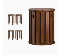 Juego de 4 sillas apilables de madera maciza para sala de estar, dormitorio, oficina, mesa auxiliar versátil, mesa auxiliar