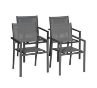 Juego de 4 sillas de aluminio antracita textileno gris