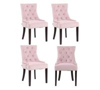 CLP Juego De 4 Sillas Comedor Aberdeen En Terciopelo I Butacas De Salón Acolchadas con Base De Madera, Color:Fucsia, Color del Marco:Antiguo