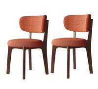 Juego de 4 sillas de comedor acolchadas con marco de madera maciza, elegante tapicería de algodón y lino, diseño moderno de ge y nogal, perfecto para sala de estar y comedor