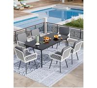 Juego de 4 sillas de Comedor al Aire Libre, sillón de jardín con reposabrazos, cojín Grueso y cojín de Respaldo Grueso, carde Metal,Resistente a la Intemperie,Calentador para jardín terraza,terraza