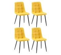 CLP Juego de 4 sillas de Comedor Antibes I Sillas de Cocina tapizadas con Fundas de Terciopelo I con Protectores de Suelo, Color:Amarillo