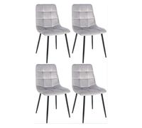 CLP Juego de 4 sillas de Comedor Antibes I Sillas de Cocina tapizadas con Fundas de Terciopelo I con Protectores de Suelo, Color:Gris