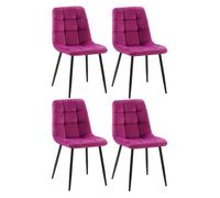 CLP Juego de 4 sillas de Comedor Antibes I Sillas de Cocina tapizadas con Fundas de Terciopelo I con Protectores de Suelo, Color:Violeta