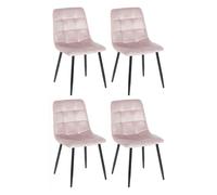 CLP Juego de 4 sillas de Comedor Antibes I Sillas de Cocina tapizadas con Fundas de Terciopelo I con Protectores de Suelo, Color:Fucsia