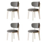 Juego de 4 sillas de comedor de color gris oscuro con marco de madera maciza, tapizadas de algodón y lino, muebles modernos para sala de estar, cómodos y elegantes asientos de comedor
