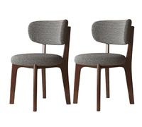 Juego de 4 sillas de comedor de color gris oscuro con marco de madera maciza, tapizadas de algodón y lino, muebles modernos para sala de estar, asientos de comedor elegantes y cómodos