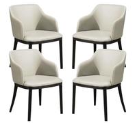 Juego de 4 sillas de comedor de cuero artificial blanco con patas de metal, sillones modernos para cocina, oficina y recepción