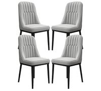 Juego de 4 sillas de comedor de cuero con patas de acero al carbono para muebles modernos de sala de estar, solución de asiento cómoda y elegante