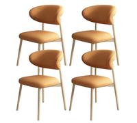 Juego de 4 sillas de comedor de madera maciza con respaldo de piel sintética, alta capacidad de carga, perfectas para restaurante, sala de estar, hotel, dormitorio (Log+ge)