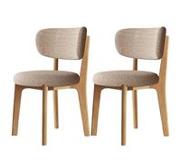 Juego de 4 sillas de comedor de madera, tapizadas en algodón y lino, elegante asiento de sala de estar, color caqui con marco de tronco natural, perfecto para hogares modernos