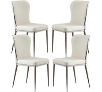 Juego de 4 sillas de comedor de piel de microfibra para mesa de cocina, asiento ergonómico, patas de metal de acero al carbono resistentes (diosa blanca)