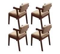 Juego de 4 sillas de comedor de tela moderna, sillas laterales de mediados de siglo con patas de madera natural para sala de estar, dormitorio, comedor y sala de espera