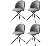 Juego de 4 sillas de comedor giratorias de 360°, cómodas y acolchadas, ergonómicas, modernas, tapizadas, con respaldo para el hogar, la oficina y la sala de estar, color gris